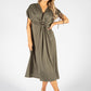 Front Buckle Ruched Sleeve Dress