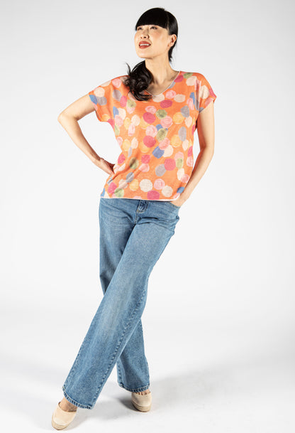 Abstract Spotted Soft V Neckline Top