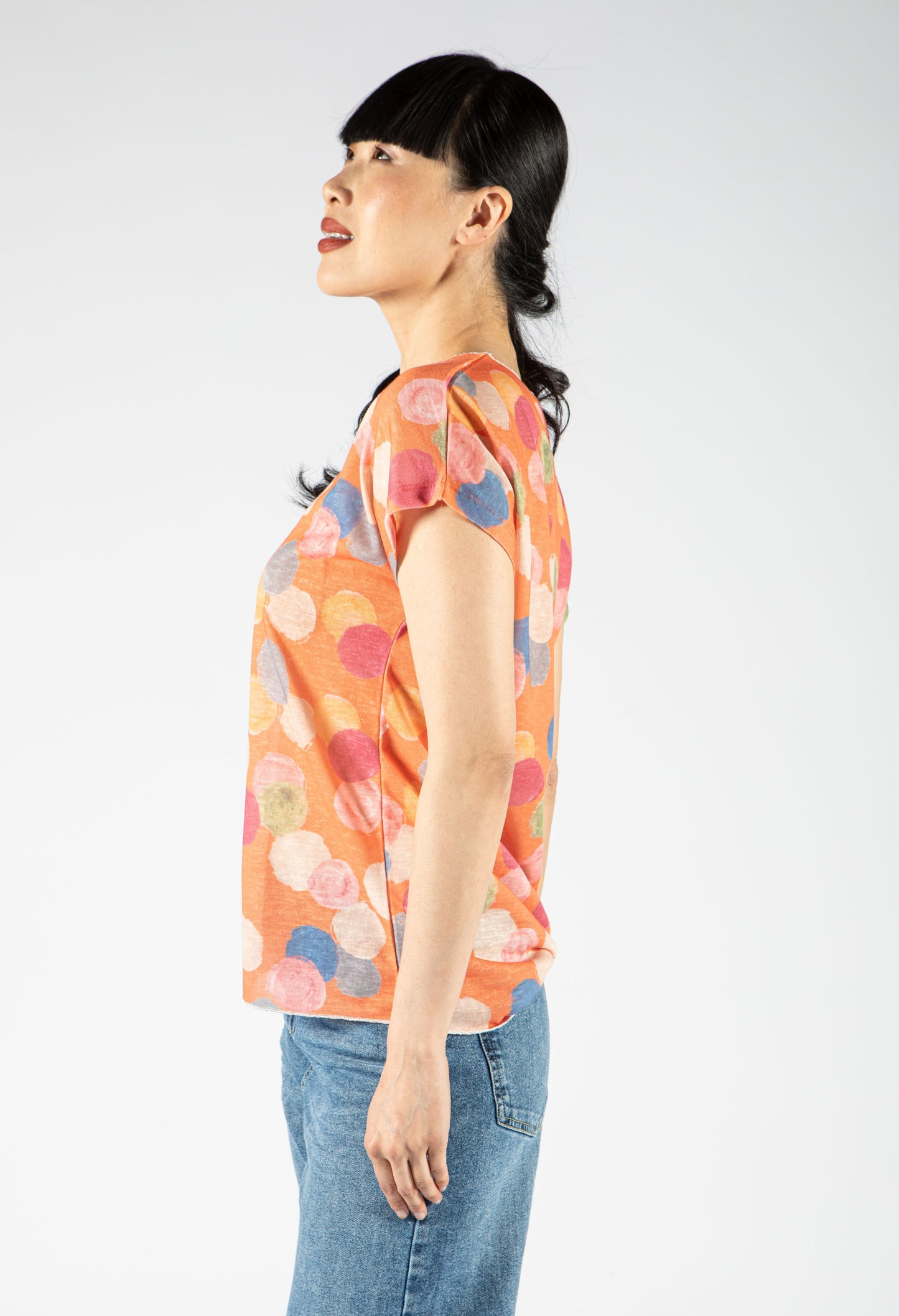 Abstract Spotted Soft V Neckline Top