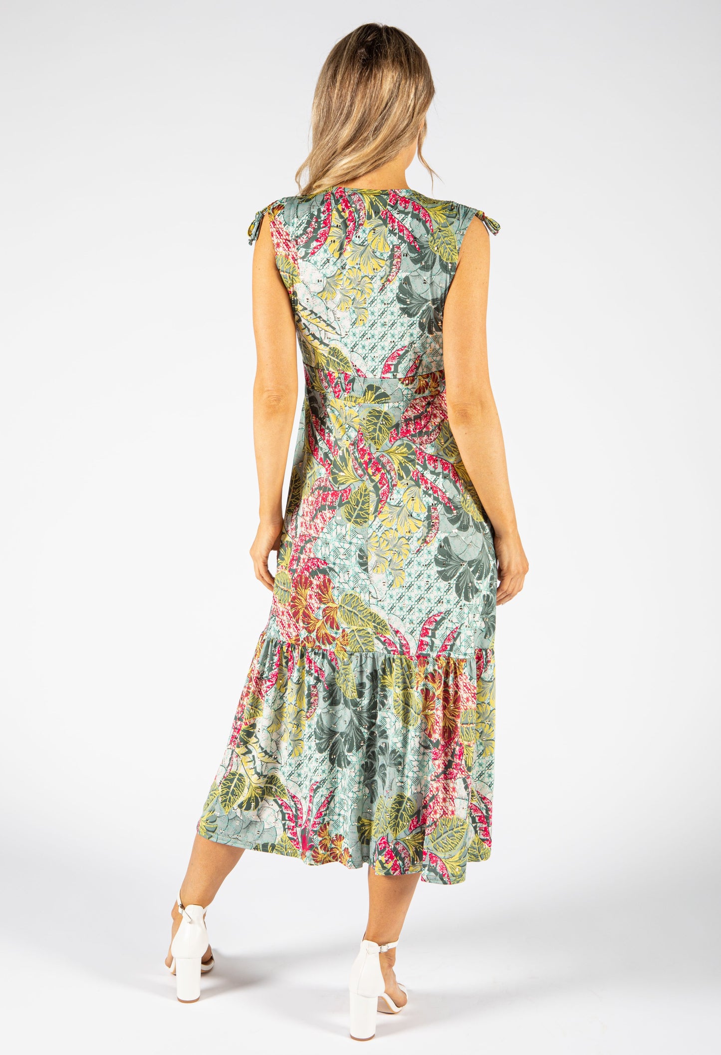 Tropical Bloom V Neckline Dress