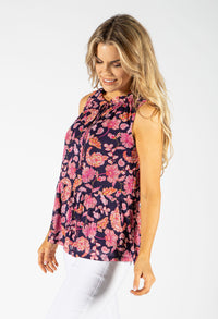 Tie Neckline Paisley Top