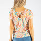 Cut Out Detail Leaf Print Top