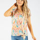 Cut Out Detail Leaf Print Top