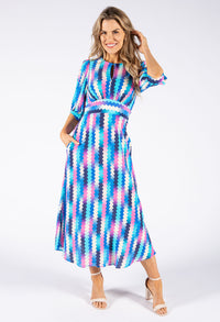 Wave Print Midi Dress