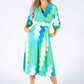 Wide Wave Print V Neckline Dress