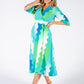 Wide Wave Print V Neckline Dress