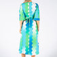 Wide Wave Print V Neckline Dress