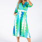 Wide Wave Print V Neckline Dress