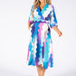 Wide Wave Print V Neckline Dress