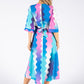 Wide Wave Print V Neckline Dress