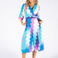 Wide Wave Print V Neckline Dress