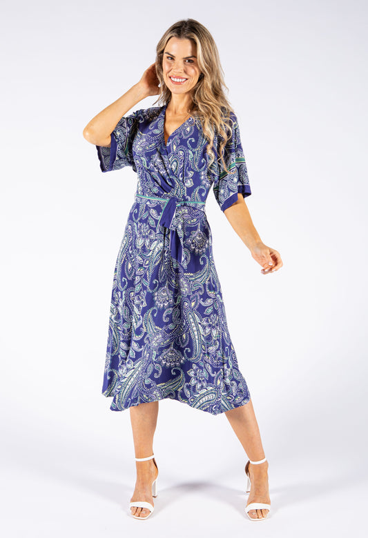 Paisley Print V Neck Dress