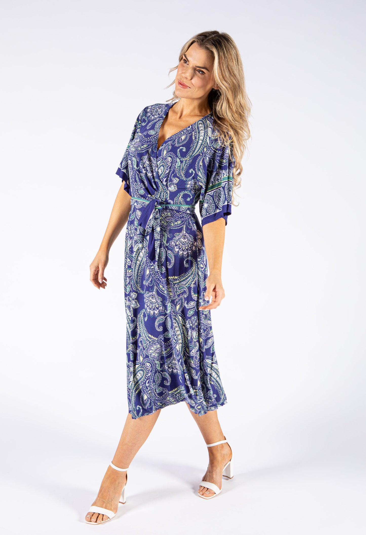 Paisley Print V Neck Dress