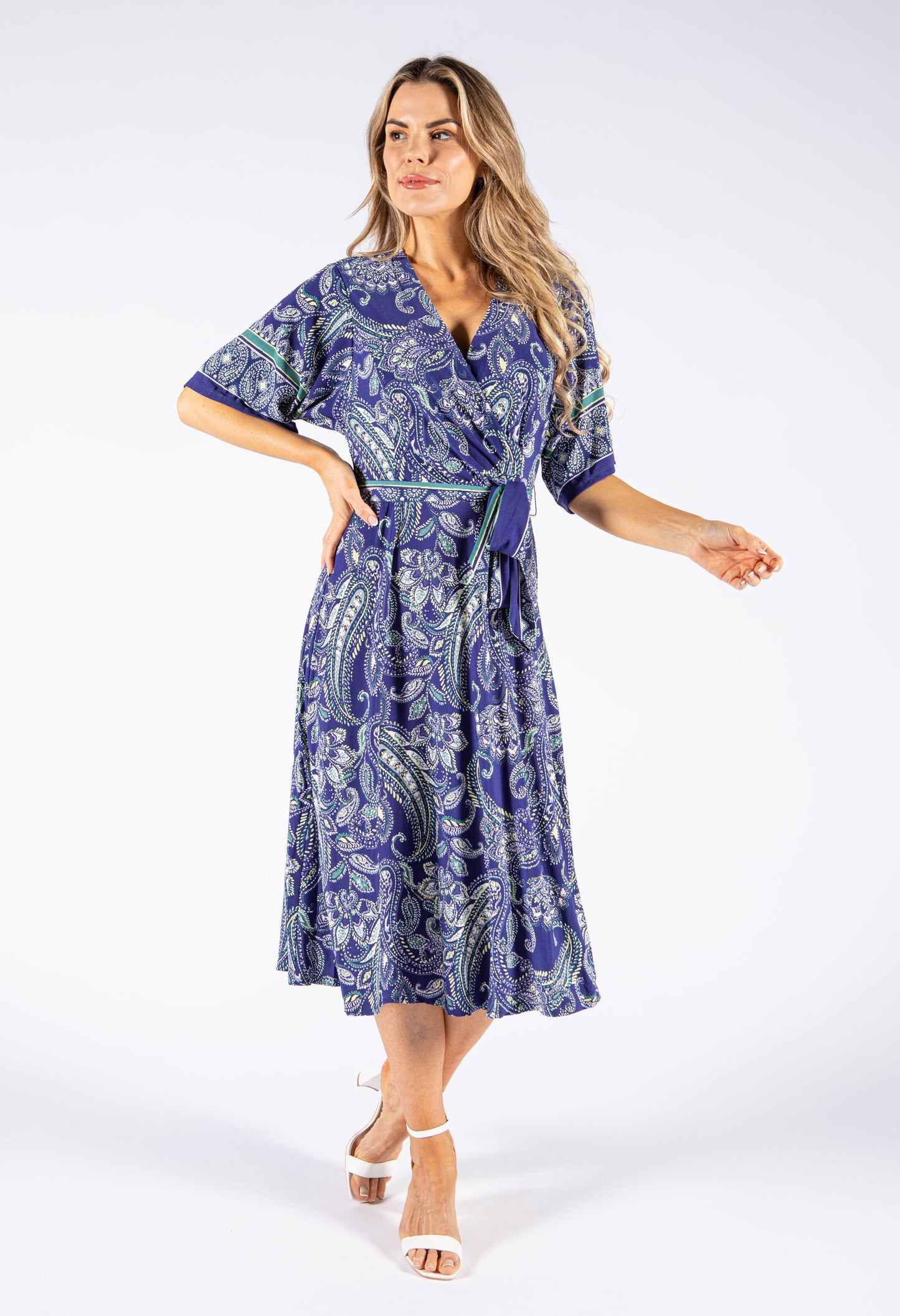 Paisley Print V Neck Dress