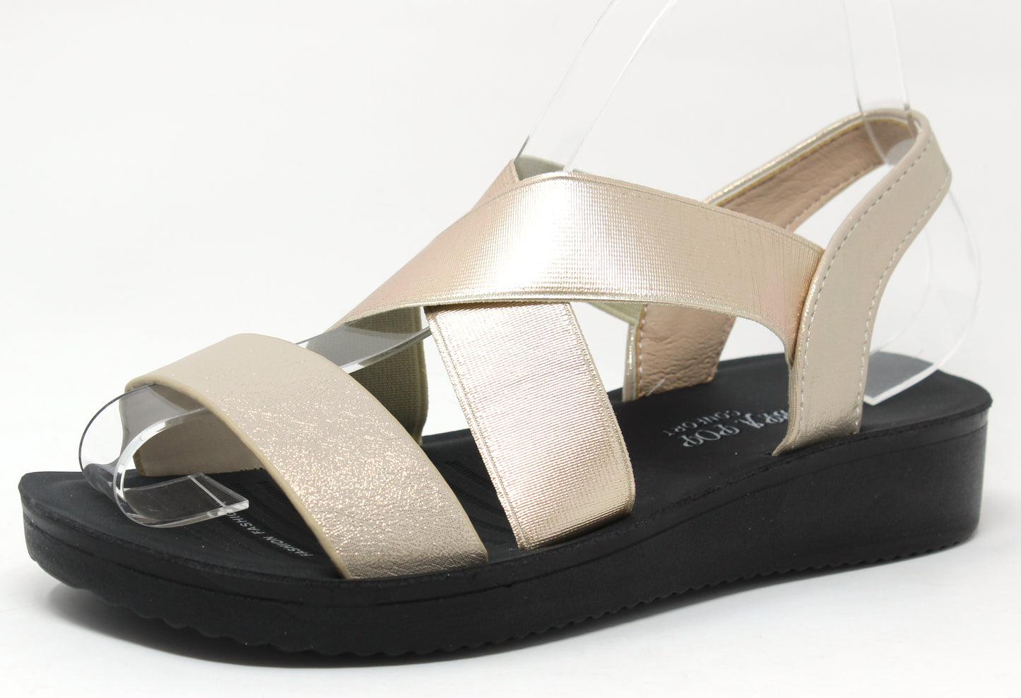 Metallic Cross Strap Sandal