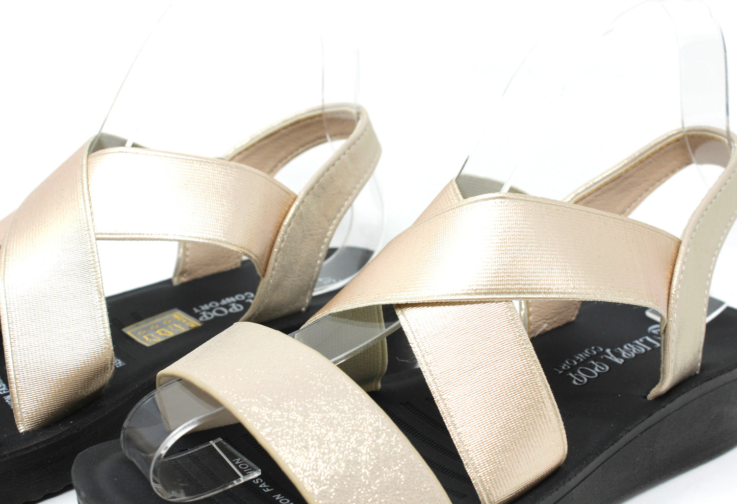 Metallic Cross Strap Sandal