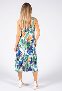 Tropical Print Sleeveless Dress