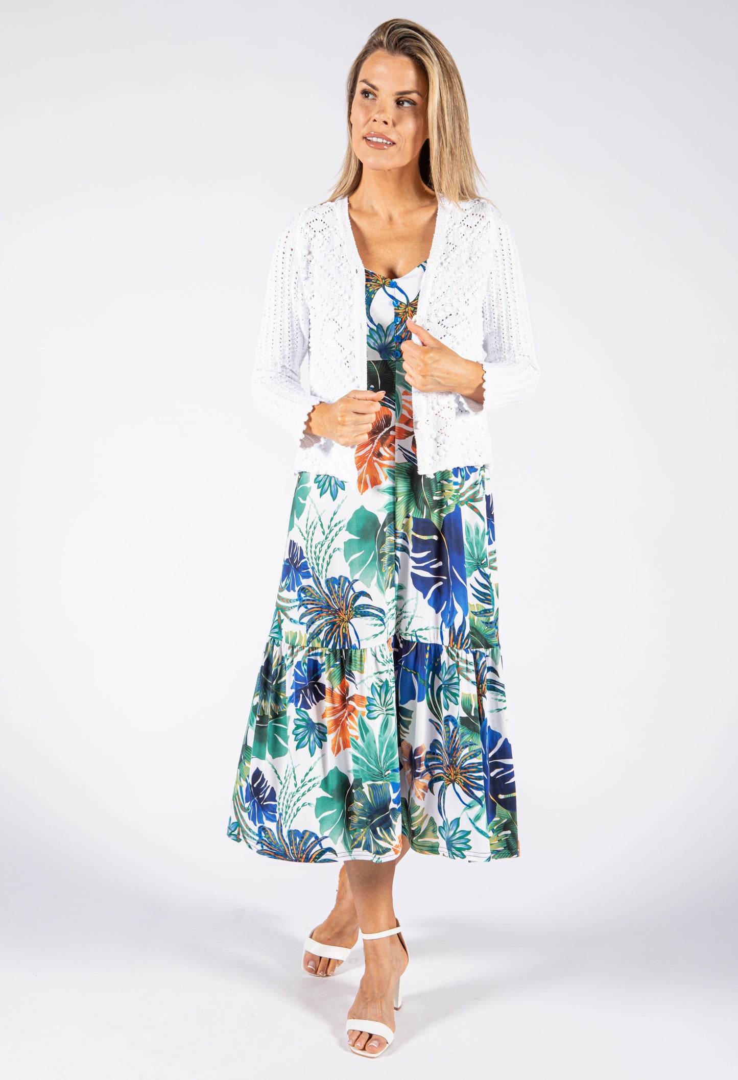 Tropical Print Sleeveless Dress