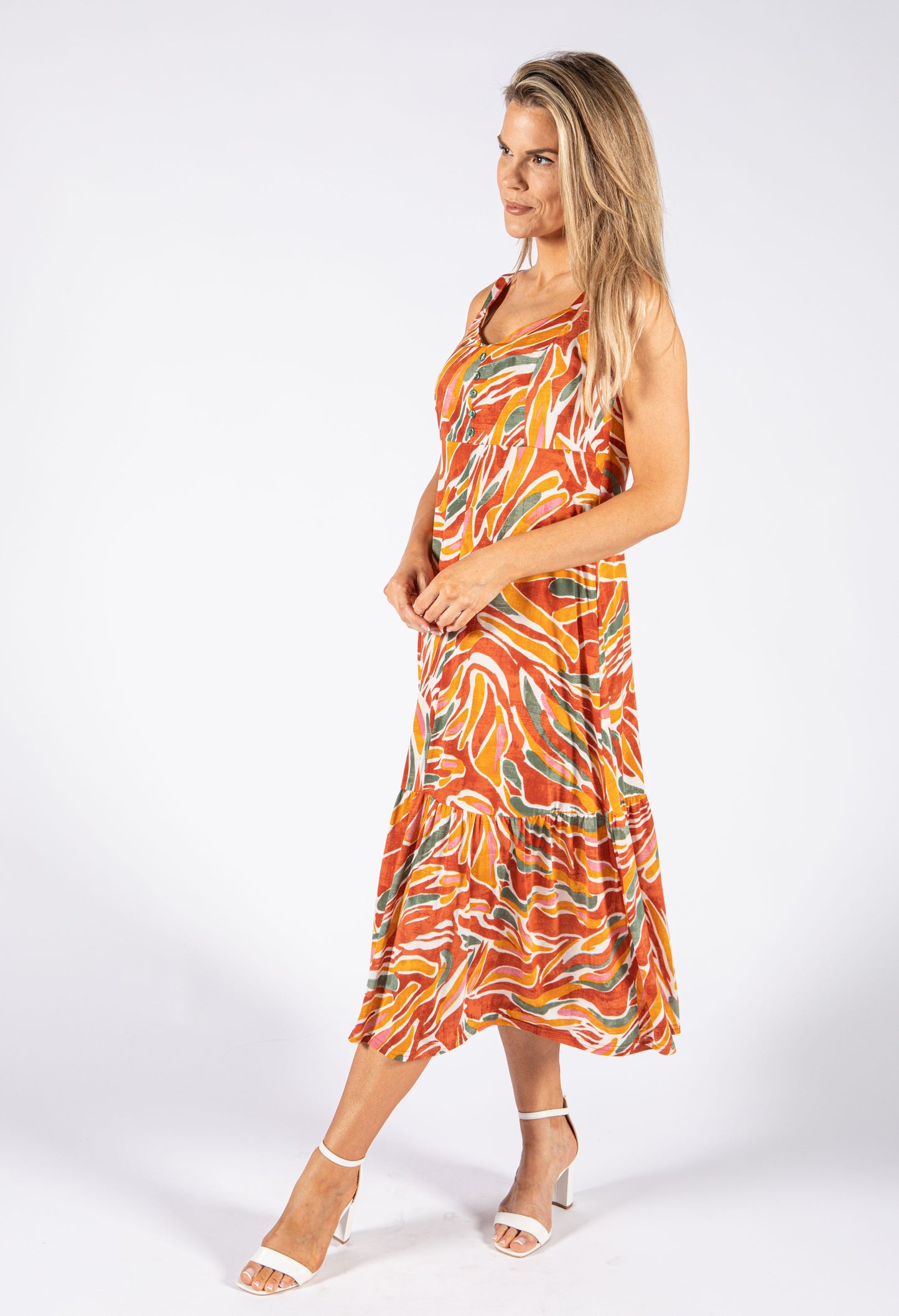 Tropical Print Sleeveless Dress