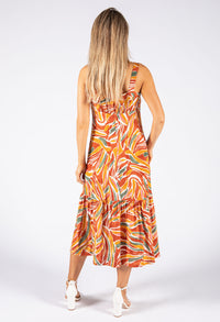 Tropical Print Sleeveless Dress