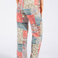 Patchwork Print Belted Trouser