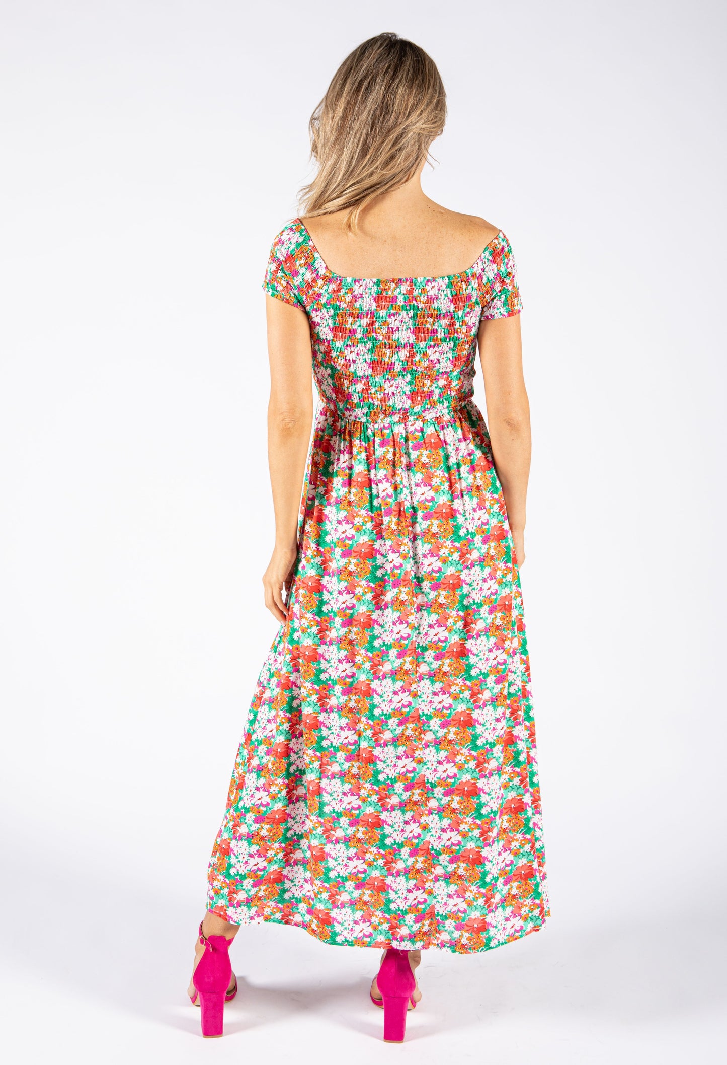 Smocking Bodice Blossom Maxi Dress