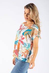 Abstract Leaf Print Top