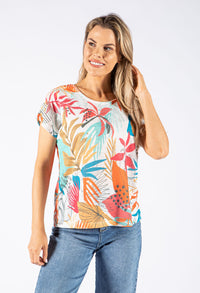 Abstract Leaf Print Top