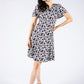 Abstract Print Eyelet Neckline Dress