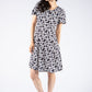 Abstract Print Eyelet Neckline Dress