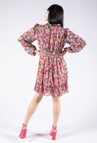 High Neckline Floral Dress