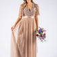 ANGEL SLEEVE EMBELLISHED MAXI DRESS WITH SASH BELT