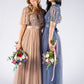 ANGEL SLEEVE EMBELLISHED MAXI DRESS WITH SASH BELT