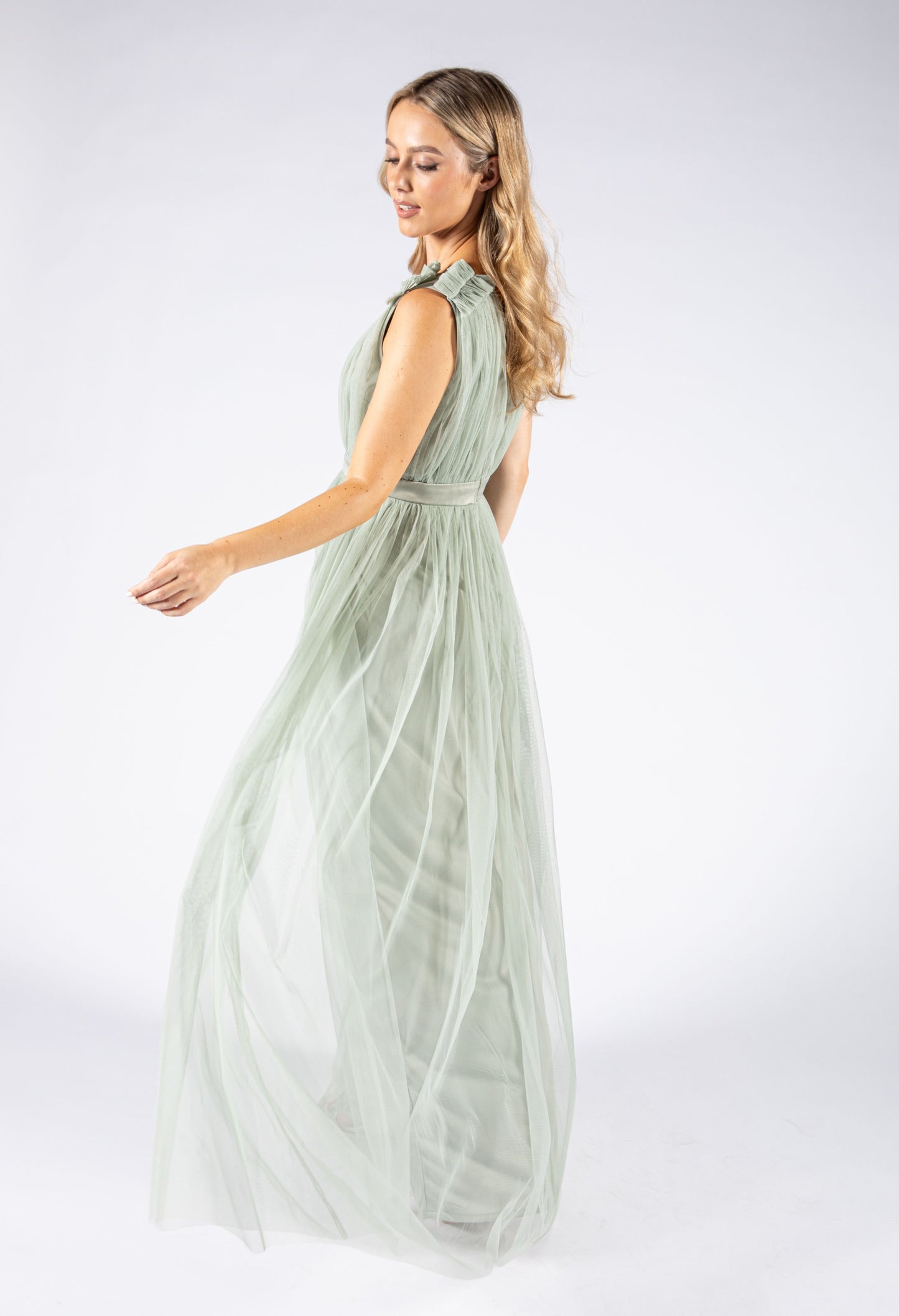 Maxi Dress With Ruffle Shoulder Detail