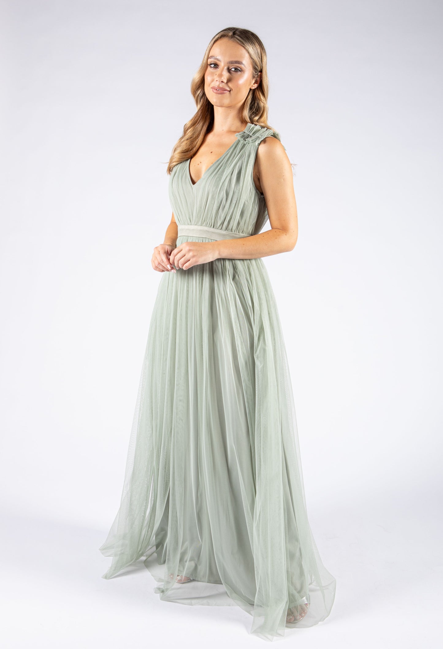 Maxi Dress With Ruffle Shoulder Detail