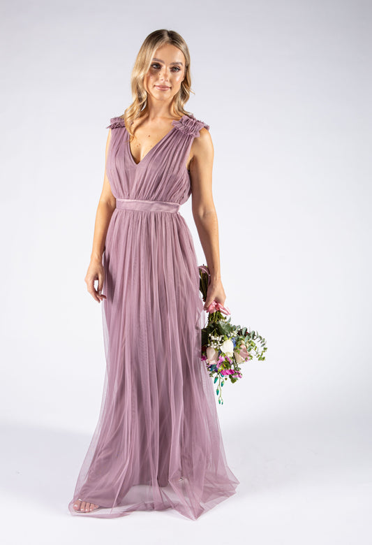 Maxi Dress With Ruffle Shoulder Detail