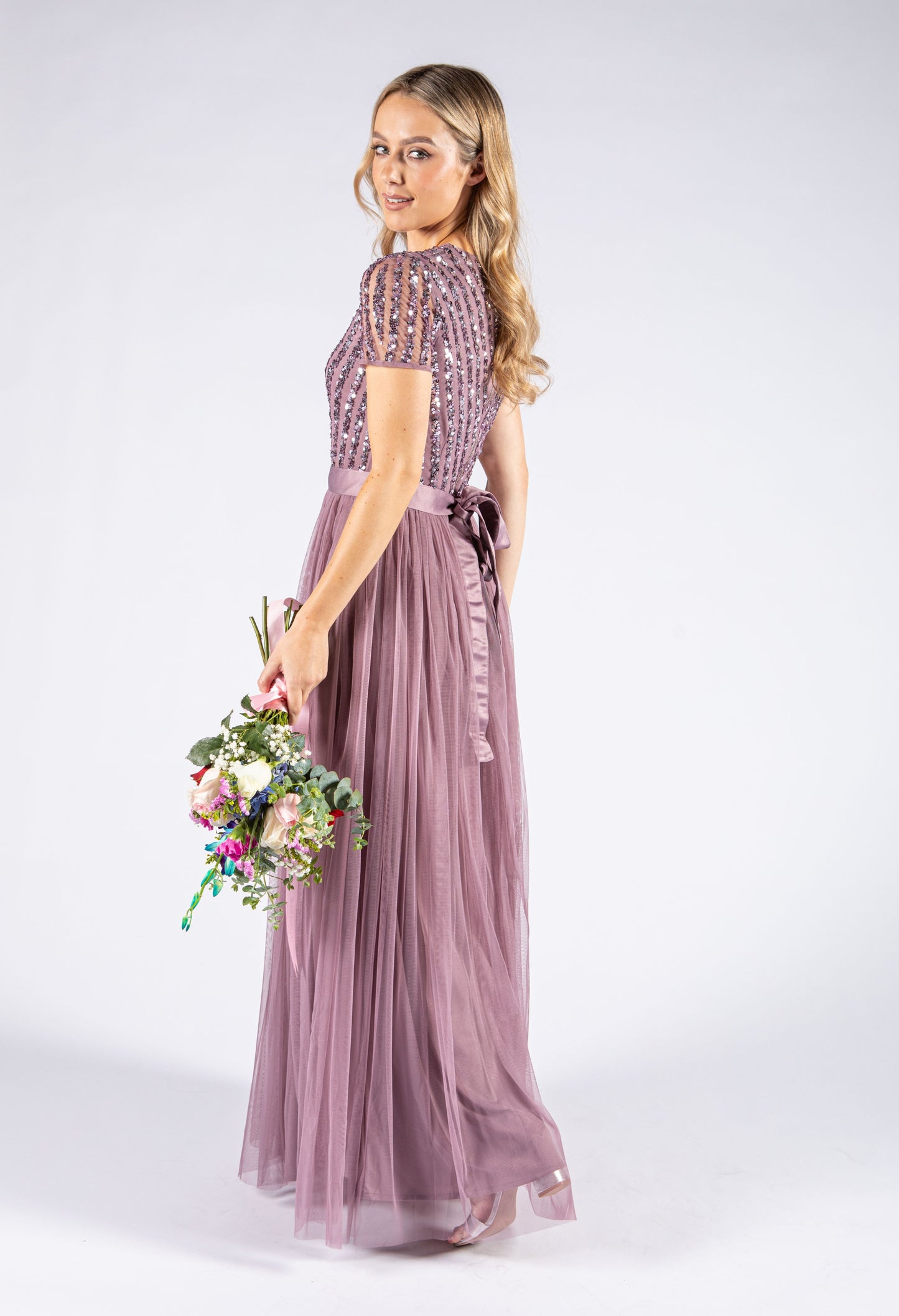 Maya Embellished Maxi Dress With Sash Belt