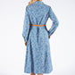 Paisley Print Long Sleeve Denim Dress