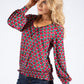 Geometric Print V Neckline Blouse