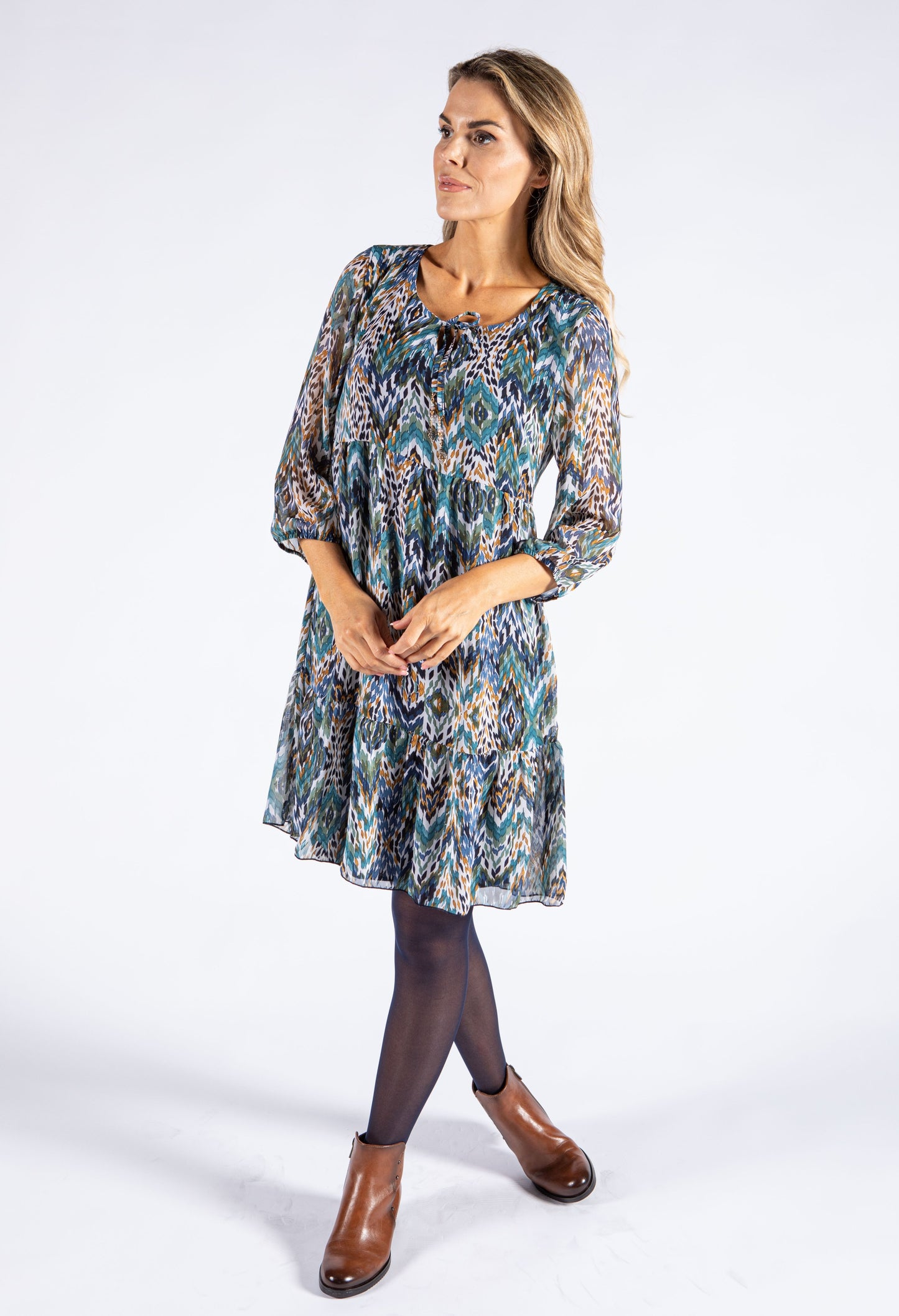 Natural Geo Print Dress