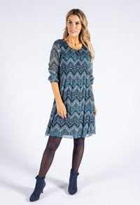 Aztec Print Plisse Pleat Dress-1