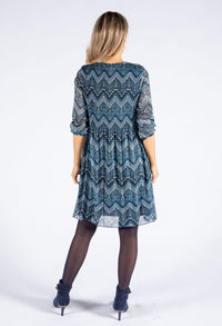 Aztec Print Plisse Pleat Dress-1