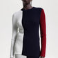 COLOUR-BLOCKED RIB-KNIT JUMPER