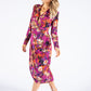 Abstract Print Wrap Dress