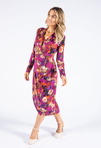 Abstract Print Wrap Dress