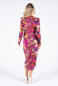 Abstract Print Wrap Dress