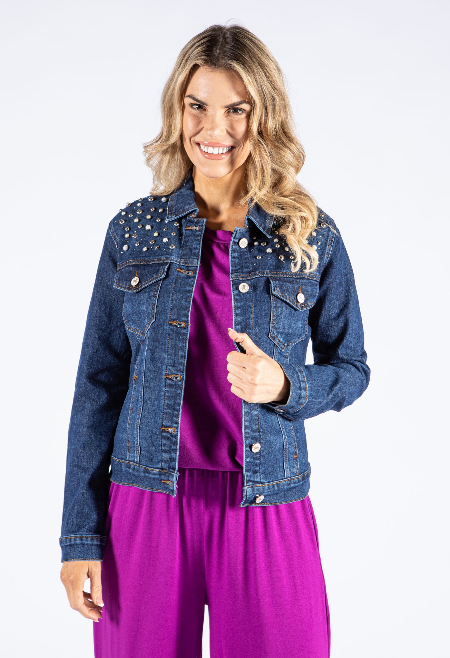 Pearl Beaded Denim Jacket