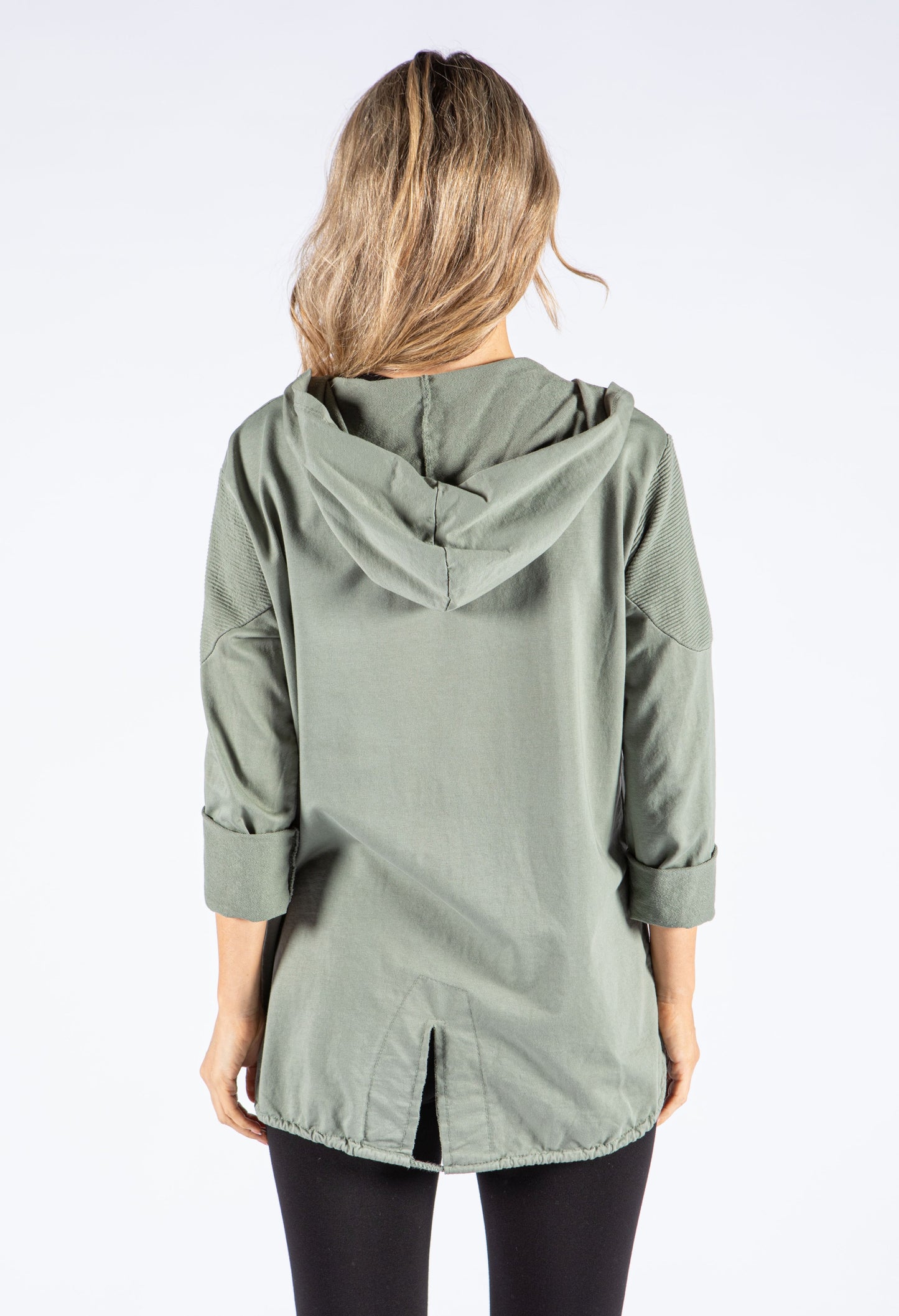 Open Ribbed Detail Hoodie