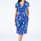 Leaf Print V Neckline Midi Dress