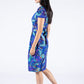 Leaf Print V Neckline Midi Dress